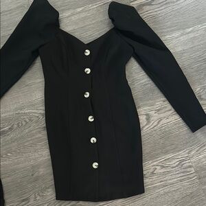 ASOS Elegant Black Button-Down Dress with puff shoulder sleeve